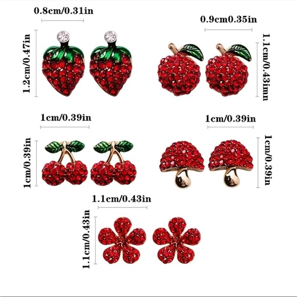 NWT 1 pair Adorable Red Stud Earrings. - Picture 5 of 5